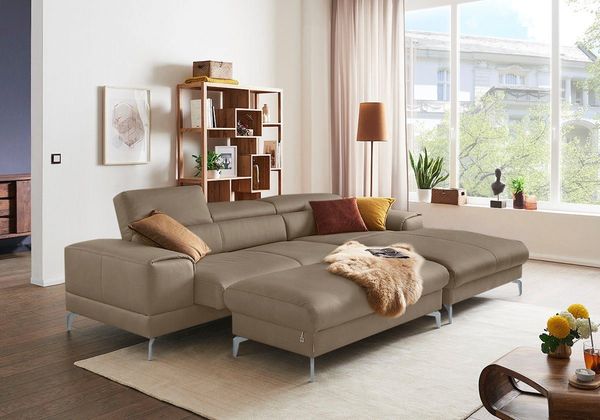 W.SCHILLIG Polsterhocker piedroo, Designsofa mit tollem Sitzkomfort, bequem, L-Form, Füße in Silber matt
