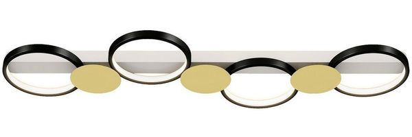 HOMCOM Deckenleuchte Wohnzimmerlampe mit 4 Glühbirnen, Fernbedienung, Szenenmodi, LED, für Wohnzimmer Schlafzimmer, Schwarz+Goldton