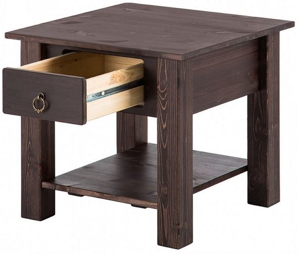 loft24 Couchtisch Inga, Beistelltisch, Nachttisch mit Schublade, Kiefer, Landhausstil