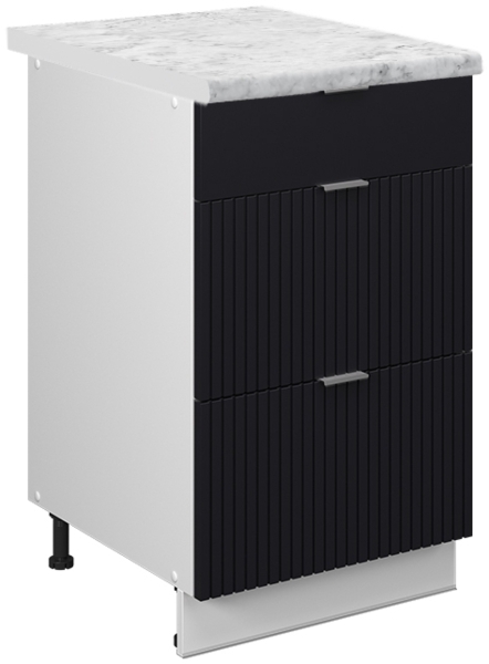 Küchenunterschrank Fame-Line Schwarz gestreift 50 cm , AP Marmor Vicco