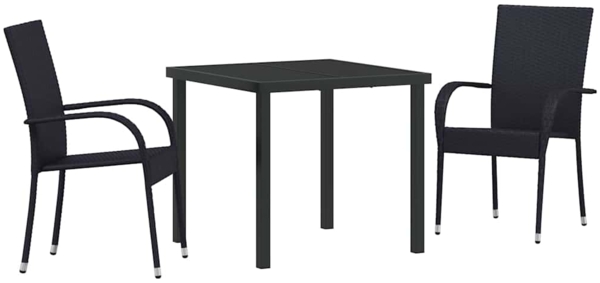 vidaXL Garten Essgruppe 3 pcs Schwarz Pulverbeschichteter Stahl 3379401