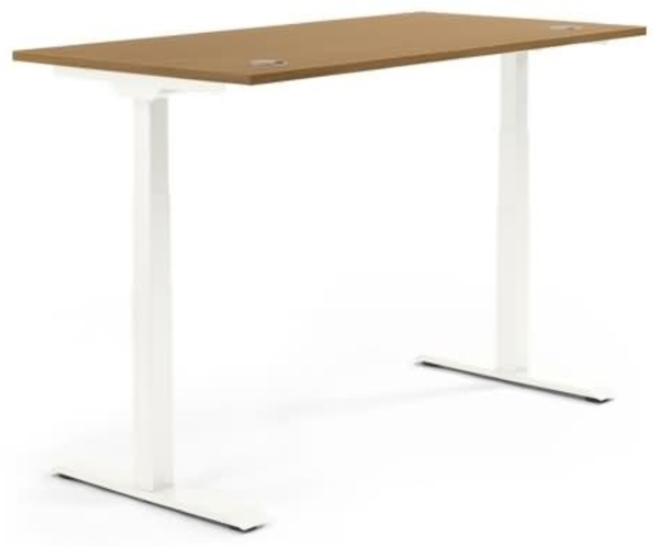 Soennecken Schreibtisch 2000x605-1255x800mm Platte Nuss Gestell weiß