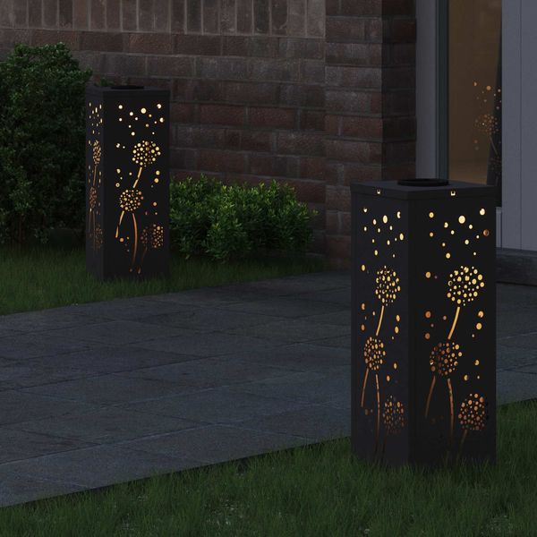 vidaXL Solar LED Weg Licht 2 pcs Schwarz Kalt gewalzter Stahl 879765 Bild 3