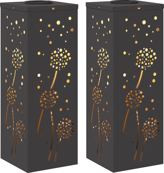 vidaXL Solar LED Weg Licht 2 pcs Schwarz Kalt gewalzter Stahl 879765 Bild 2