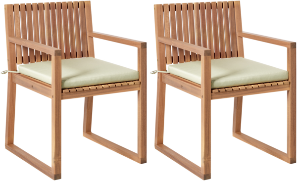 Set mit 2 Stühlen und Sitzkissen SASSARI PREMIUM zertifiziertes Akazienholz Hellgrün