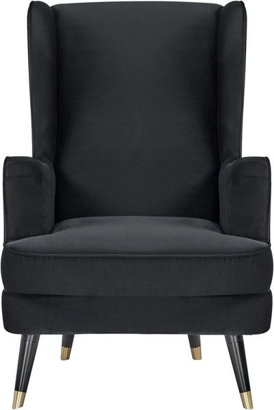 Home affaire Ohrensessel ZILLER, TV-Sessel, frei im Raum stellbar, in Cord und Samtvelours, Holzfüsse mit dekorativen Metallhülsen, Traumhafter Relaxsessel