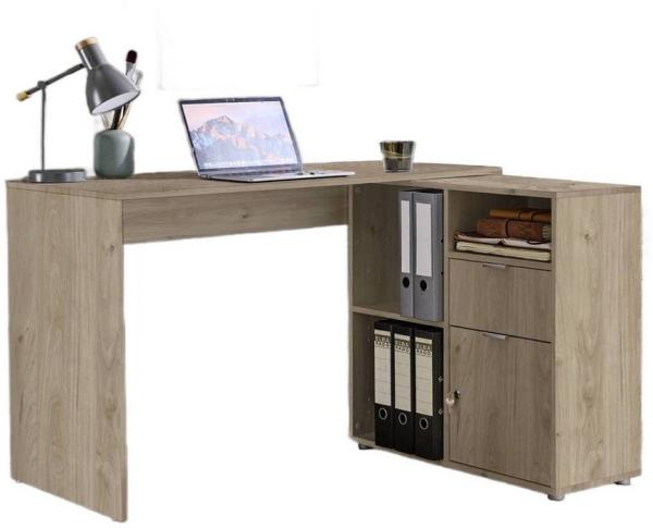 BMG Möbel Eckschreibtisch LENI (Schreibtischplatte mit Regal), Breite 110 cm, spiegelverkehrt montierbar, abschließbare Tür