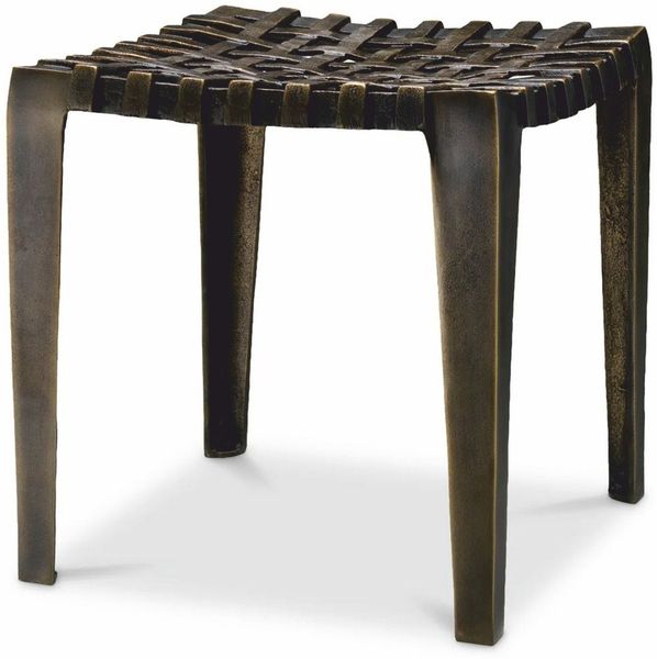 Casa Padrino Luxus Aluminium Hocker Antik Bronze H. 40 cm - Luxus Aluminium Möbel