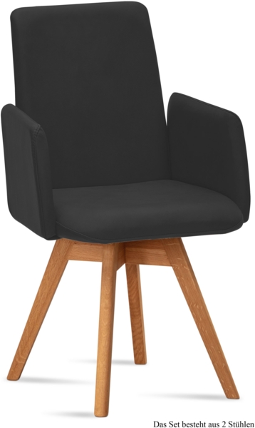 Armlehnstuhl drehbar (2er-Set) Donny 52x92x60 Eiche geölt/Anthrazit