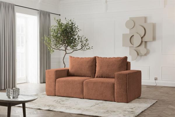 Sofa Designersofa ESTELLE 2-Sitzer in Stoff Abriamo Rostbraun