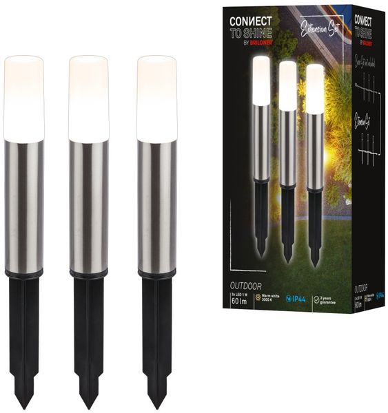 Briloner LED Außen-Bodenstrahler Junca Connect to Shine 3er Ergänzungset 3W warmweiß
