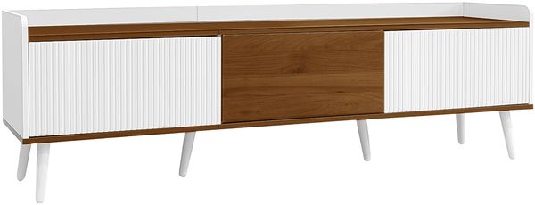 TV-Schrank 160 x 39 x 49,5 cm aus MDF und Spanplatte, 3 Türen in Weiß/Natur Bild 8
