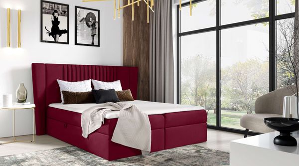 99rooms Orlando Boxspringbett 200x200 cm Velours MONOLITH Bordeaux