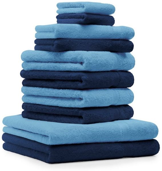 Betz Handtuch Set 10-TLG. Classic Farbe dunkelblau und hellblau, 100% Baumwolle (10-St)