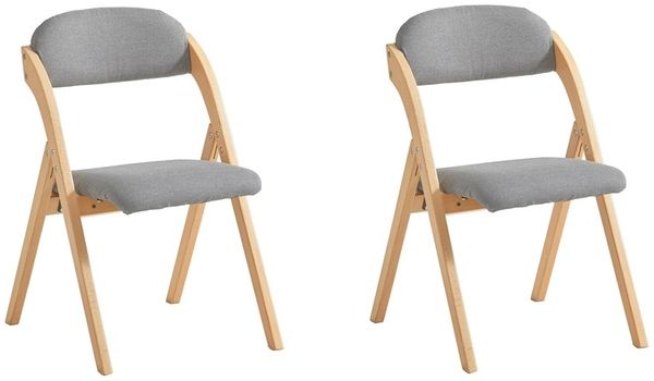 SoBuy FST92-NX2 2 Klappstühle, Massivholz, Lackiert, Hellgrau, 42 x 80 x 48 cm