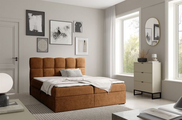 Boxspringbett Schlafzimmerbett PAROZO PREMIUM 120x220cm Stoff Coral Rostbraun