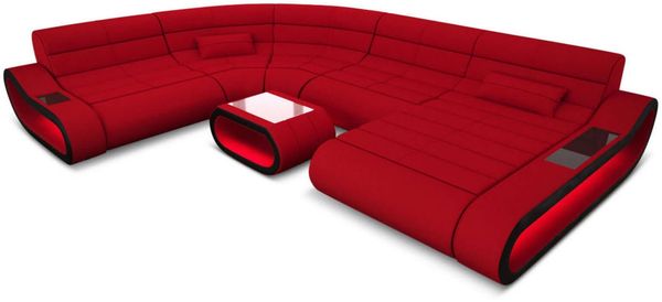 Big Couch Concept Stoff-Mix XXL - Mikrofaserstoff - Rot-Schwarz - Rechts