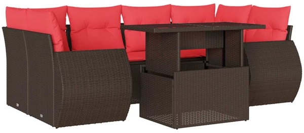 vidaXL 7-teiliges Gartensofa-Set mit Kissen, braun, Polyrattan 3268394