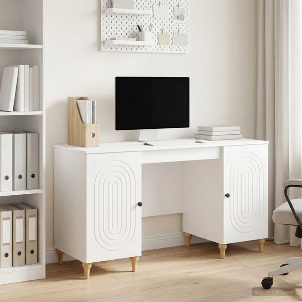 vidaXL Schreibtisch Glänzend Weiß 142,5 x 50 x 75 cm Holzwerkstoff 3414580