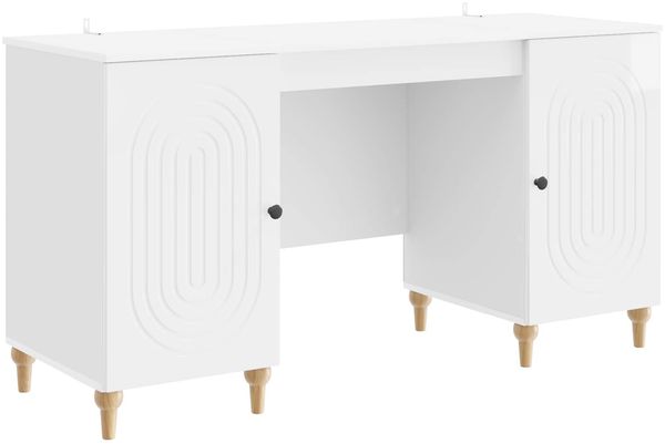 vidaXL Schreibtisch Glänzend Weiß 142,5 x 50 x 75 cm Holzwerkstoff 3414580