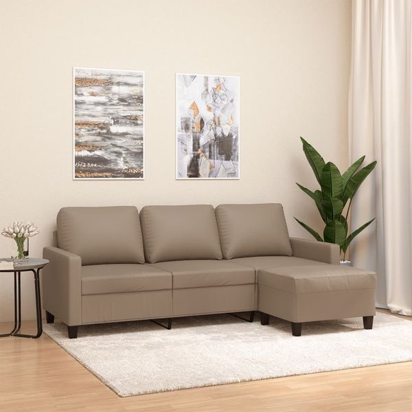 vidaXL 3-Sitzer-Sofa mit Hocker Cappuccino-Braun 180 cm Kunstleder 3201028