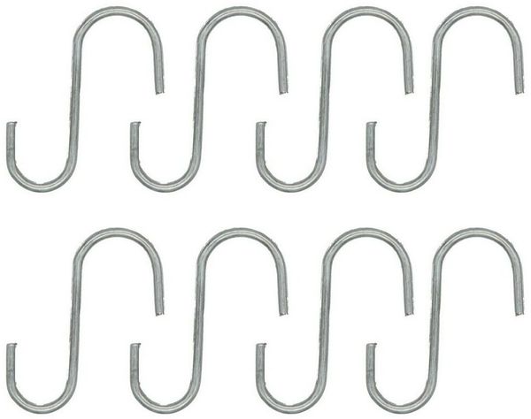 TSB Werk S-Haken Metallhaken S Haken Küchenhaken Fleischerhaken, (8-St), Gardrobenhaken, Groß, Klein, Metall