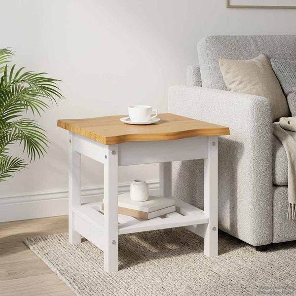 VidaXL Beistelltisch EKAI Weiß 50 x 50 x 45,5 cm Massives Kiefernholz 42037022