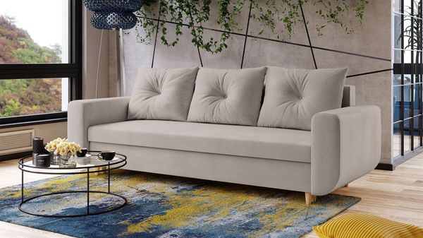AX LIVING Cheriton Schlafsofa Modern 222cm breit in Beige mit Schlaffunktion