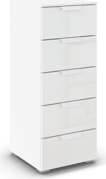 rauch Aditio Box, Kommode, 5 Schubladen, mit Glasfront, mit Softclose-Funktion, Farbe Weiß, BxHxT 40x100x42cm Bild 3
