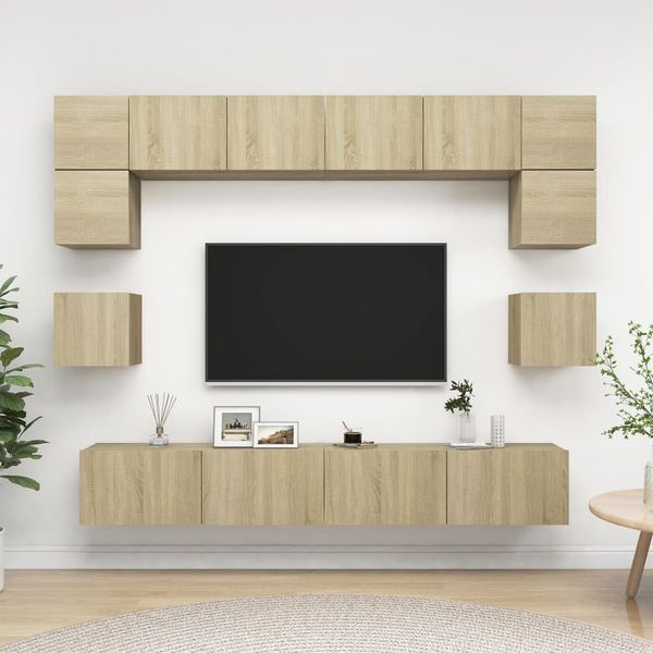 vidaXL 8-tlg. TV-Schrank-Set Sonoma-Eiche Spanplatte [3079007]