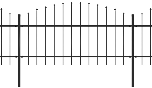 vidaXL Gartenzaun mit Speerspitzen Stahl (1 - 1,25) x 13,6 m Schwarz 277728