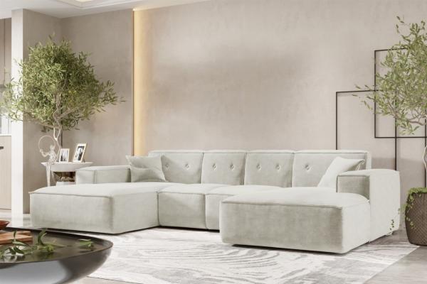 Wohnlandschaft Sofa U-Form CESINA XS in Stoff Perfect Harmony Cremeweiß