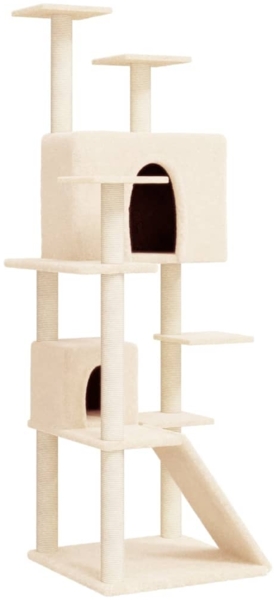 vidaXL Kratzbaum mit Sisal-Kratzsäulen Creme 153 cm 171693