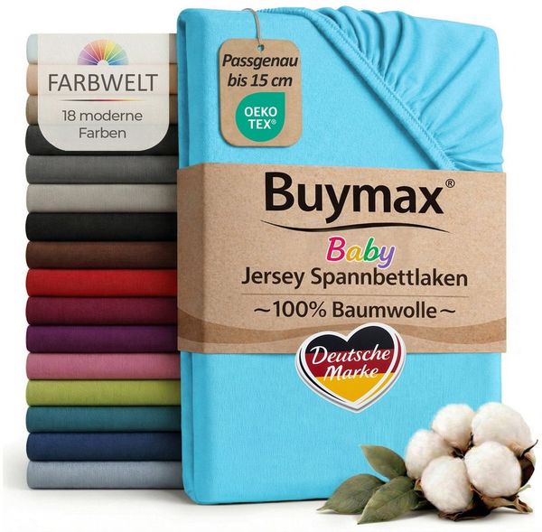Buymax Spannbettlaken Babybett Kinderbett 60x120cm 70x140cm, Jersey 100% Baumwolle, Gummizug: Rundumgummi, (1 Stück), bis 15 cm Matratzenhöhe, weich, atmungsaktiv, hautfreundlich