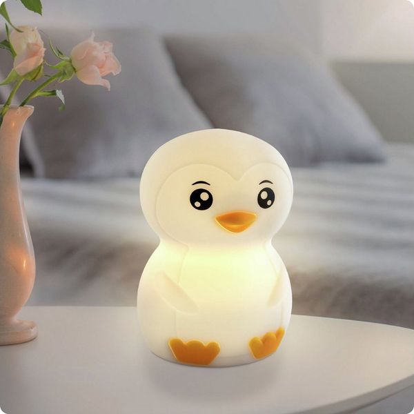 ANSMANN AG LED Nachtlicht Nachtlicht Kinder Silikon aufladbar dimmbar 7 Farben Pinguin
