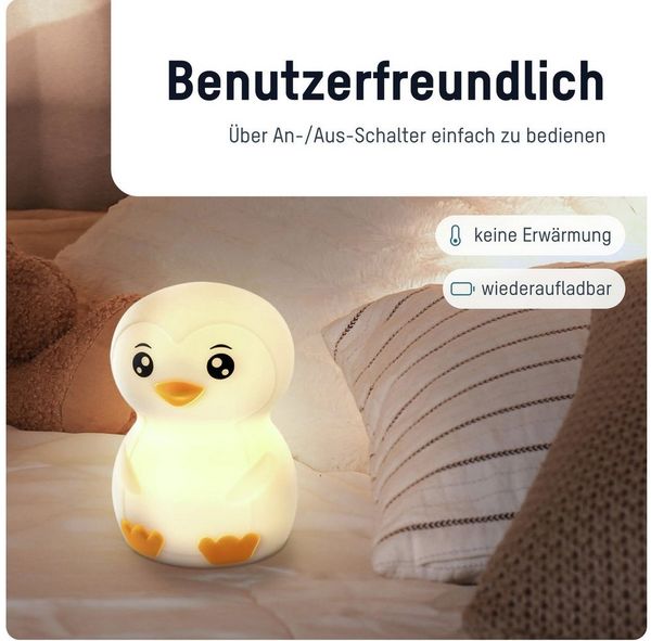 ANSMANN AG LED Nachtlicht Nachtlicht Kinder Silikon aufladbar dimmbar 7 Farben Pinguin Bild 4