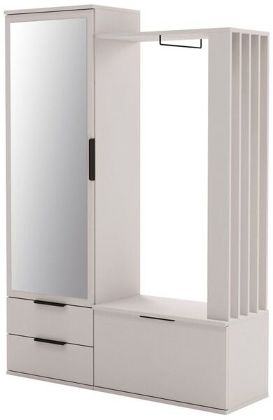 Beautysofa Garderobenschrank LORENZO – modern, mit Spiegel (2 Schubladen & Schuhfach, Sandbeige)