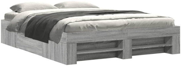 vidaXL Bettgestell ohne Matratze Grau Sonoma 160x200 cm Holzwerkstoff 3295462