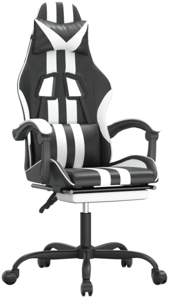 vidaXL Gaming-Stuhl mit Fußstütze Drehbar Schwarz & Weiß Kunstleder [349536]
