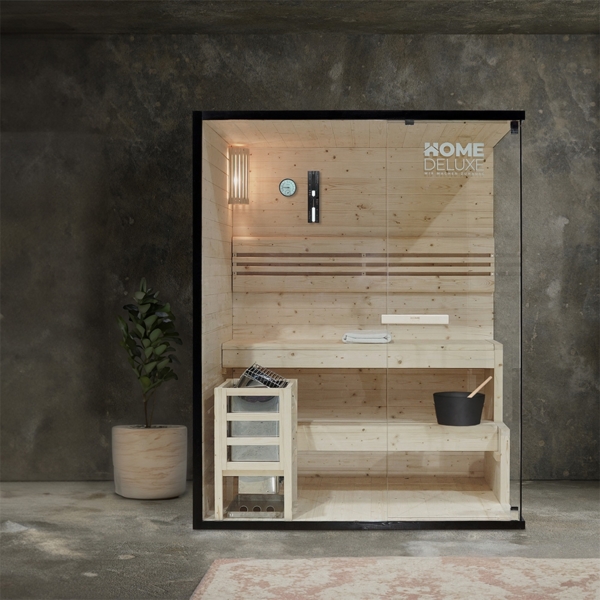 HOME DELUXE 'SHADOW' Traditionelle Sauna L - für 3 Personen, Fichtenholz Natur, 150 x 120 x 190 cm