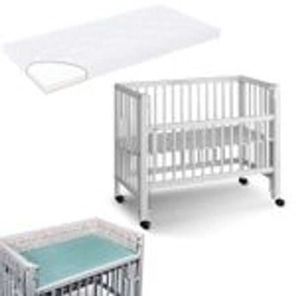 Tissi Anstellbett / Beistellbett Sophie inkl. Matratze und Nestchen Wonderful World, Buche Weiss