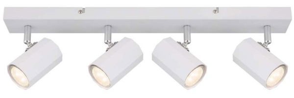 Deckenleuchte, weiß, Strahler verstellbar, L 53 cm