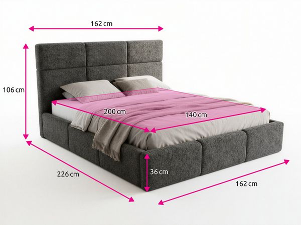 Polsterbett Celine - Bettkasten mit Gasdruckfedern - Doppelbett mit Lattenrost, Bett mit Polsterkopfteil, Bettgestell, Schlafzimmer, Bouclé-Stoff (140 x 200 cm, Rosa (Coral 45)) Bild 4