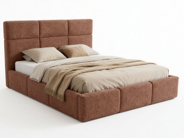 Polsterbett Celine - Bettkasten mit Gasdruckfedern - Doppelbett mit Lattenrost, Bett mit Polsterkopfteil, Bettgestell, Schlafzimmer, Bouclé-Stoff (140 x 200 cm, Rosa (Coral 45)) Bild 2