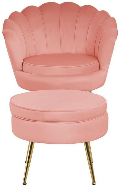 Sitzpouf Rund Samt Rosa Bild 5