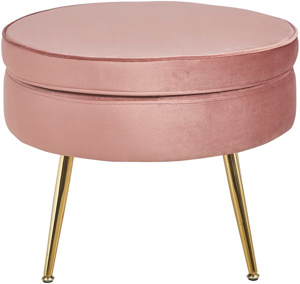 Sitzpouf Rund Samt Rosa Bild 2
