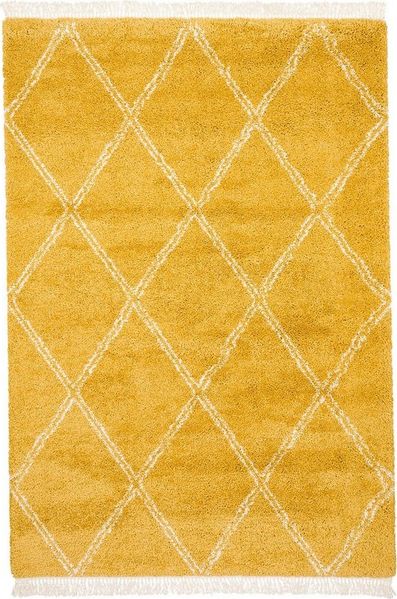 Pergamon Hochflor-Teppich Hochflor Langflor Shaggy Teppich Boho Rauten, Rechteckig, Höhe: 35 mm