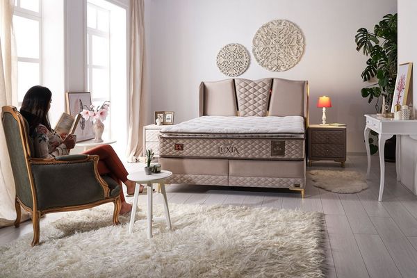 Pointhome Boxspringbett Set, Luxia, Schlafzimmerbett, Matratze mit Topper, H4/H5 (Extra Fest) (1 x Matratze, 2 x Bettkasten, 1 x Bettkopfteil), Taschenfederkernsystem, Hyper-Schaum, Luftkapsel, Matratzenhöhe: 27 cm