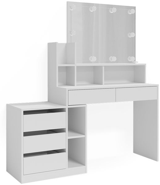 Schminktisch Anja Weiß 139.8 cm mit LED Beleuchtung Vicco