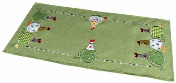 texpot Tischdecke Tischläufer Stickerei verrückte Hühner Ostern (1-tlg)